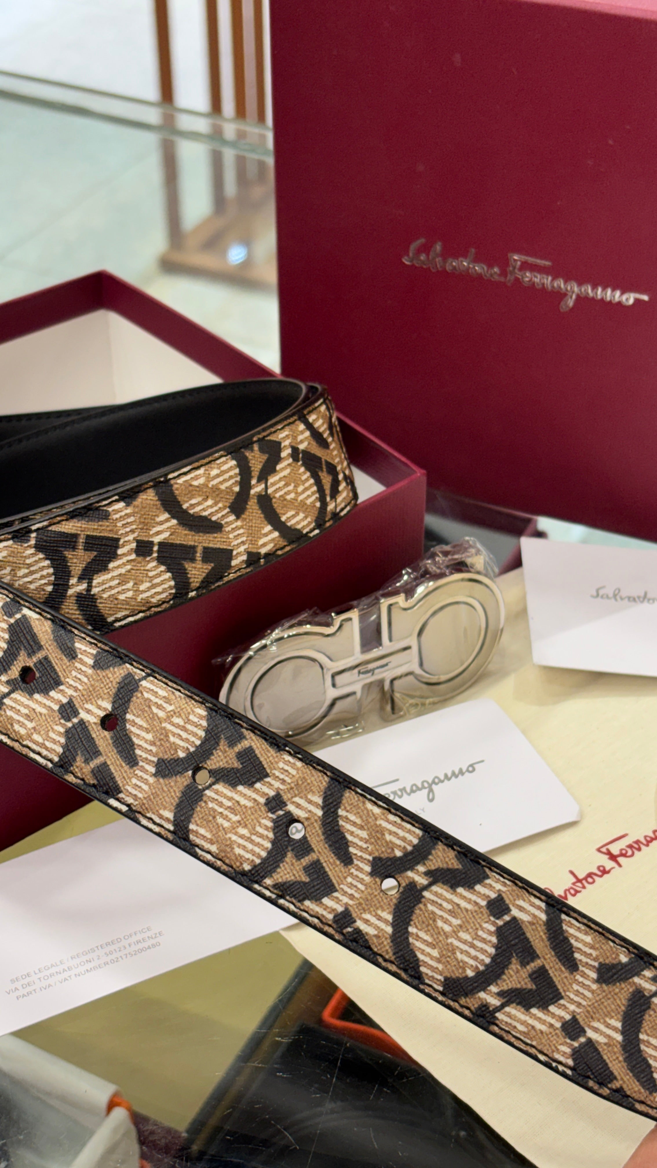SF monogram leather belt