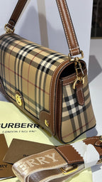 Signature checkered leather bag with two straps