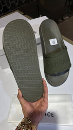 Matte Olive Embossed slides