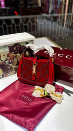 Burgundy Velvet Monogram Chain Bag