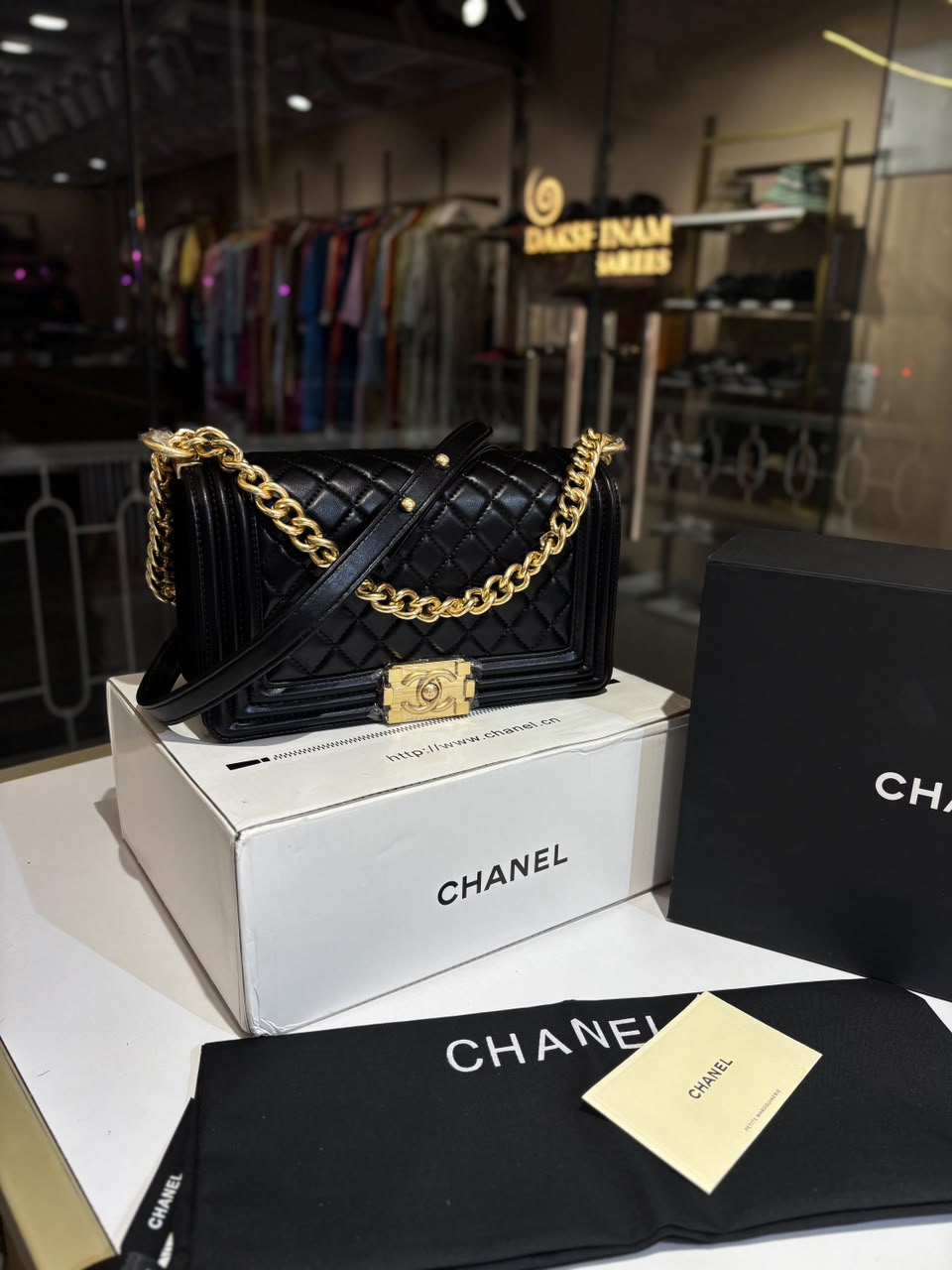 Structured Quilted Statement Chain Bag