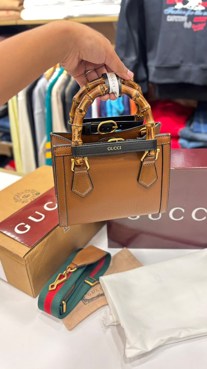 Structured Bamboo Handle Mini Tote