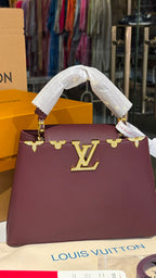 Burgundy Top-Handle Bag with detachable sling
