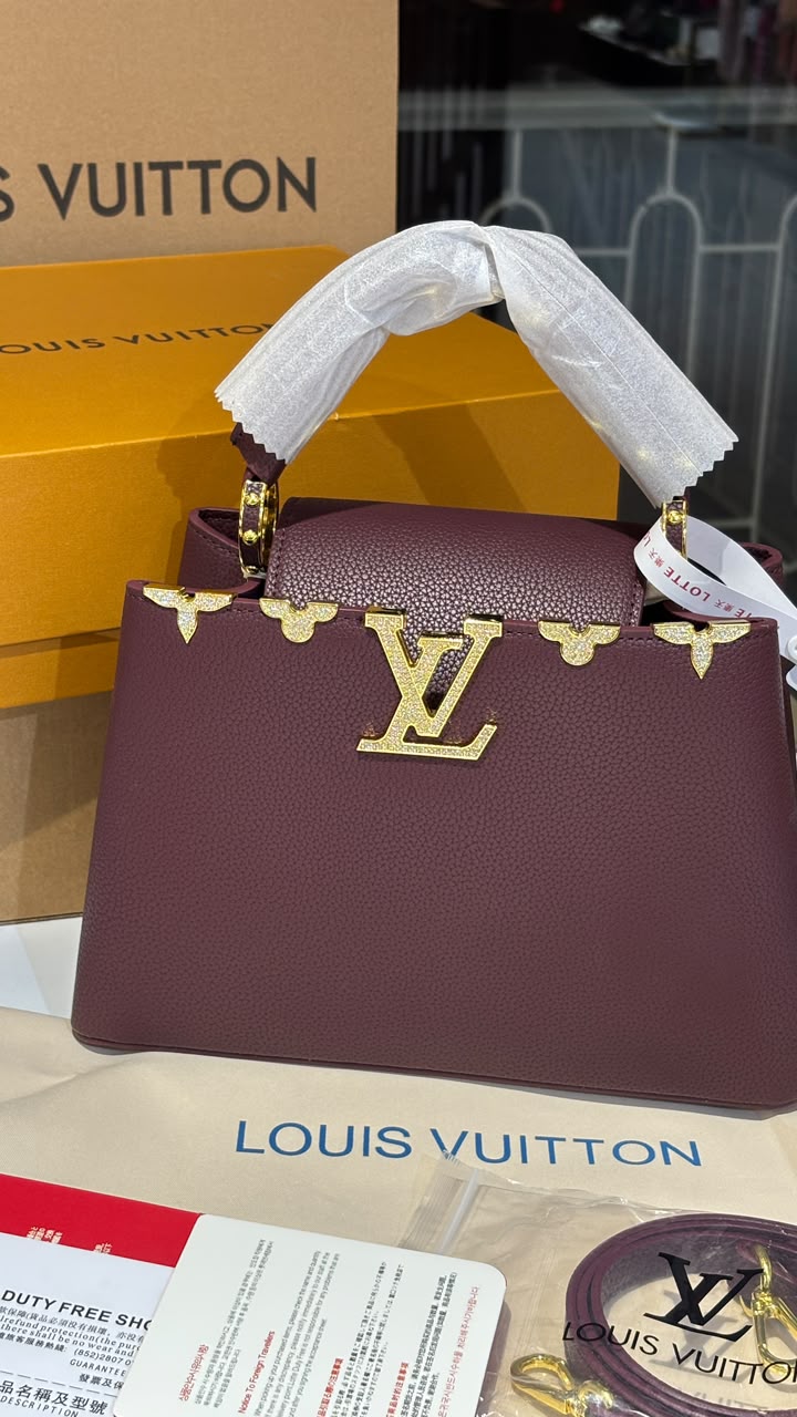 Burgundy Top-Handle Bag with detachable sling