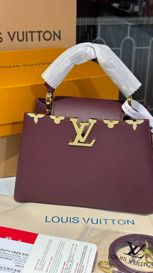 Burgundy Top-Handle Bag with detachable sling