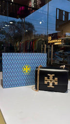 Midnight Black Crystal-Emblem Shoulder Bag