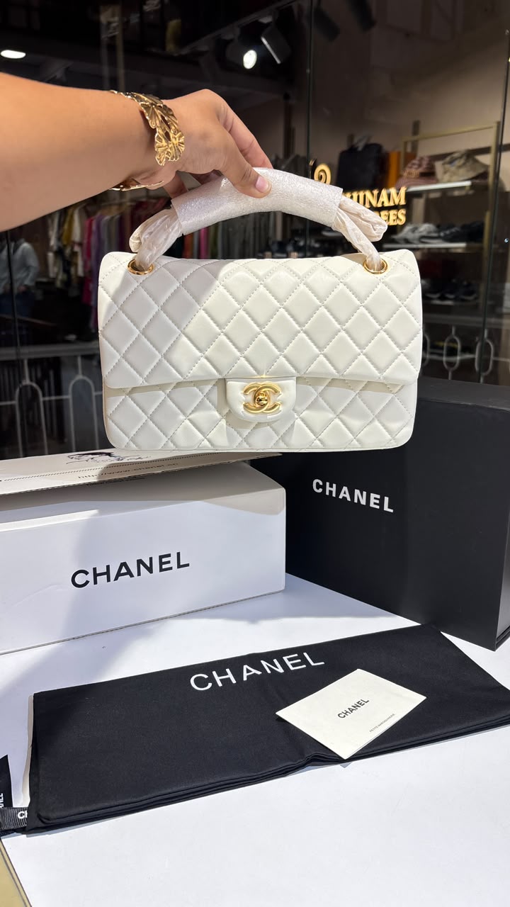 Quilted white sling bag