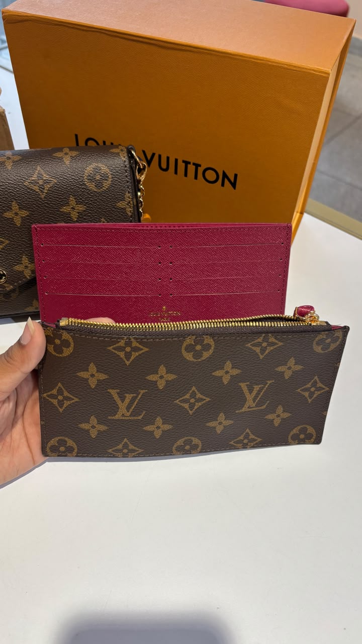 Luxury Monogram 3-in-1 Envelope with  Crossbody strap and chain