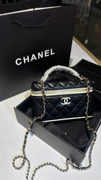 Quilted Top-Handle Vanity bag with Chain Strap