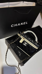 Quilted Top-Handle Vanity bag with Chain Strap