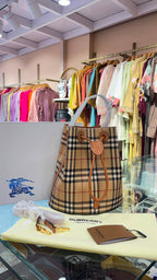 Signature Check Canvas Bucket Bag