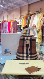 Signature Check Canvas Bucket Bag