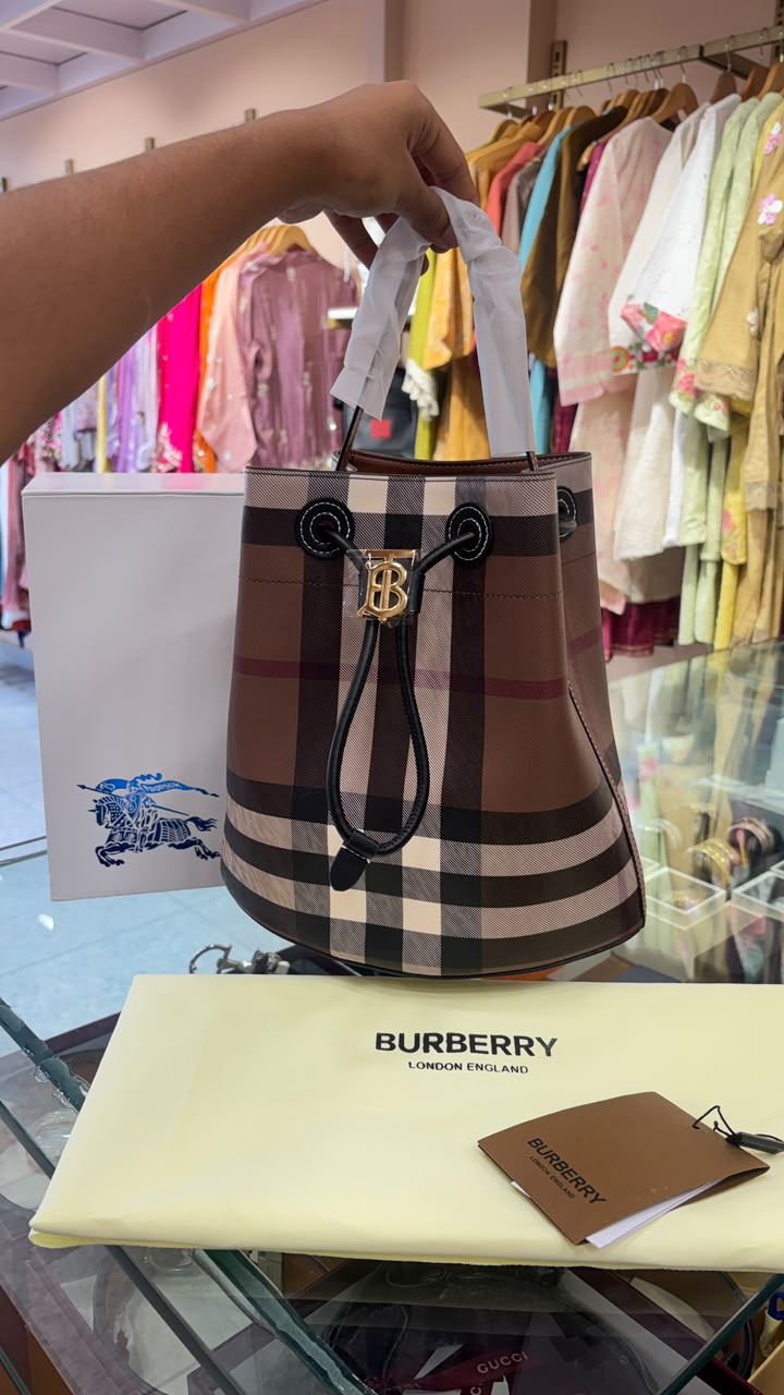 Signature Check Canvas Bucket Bag