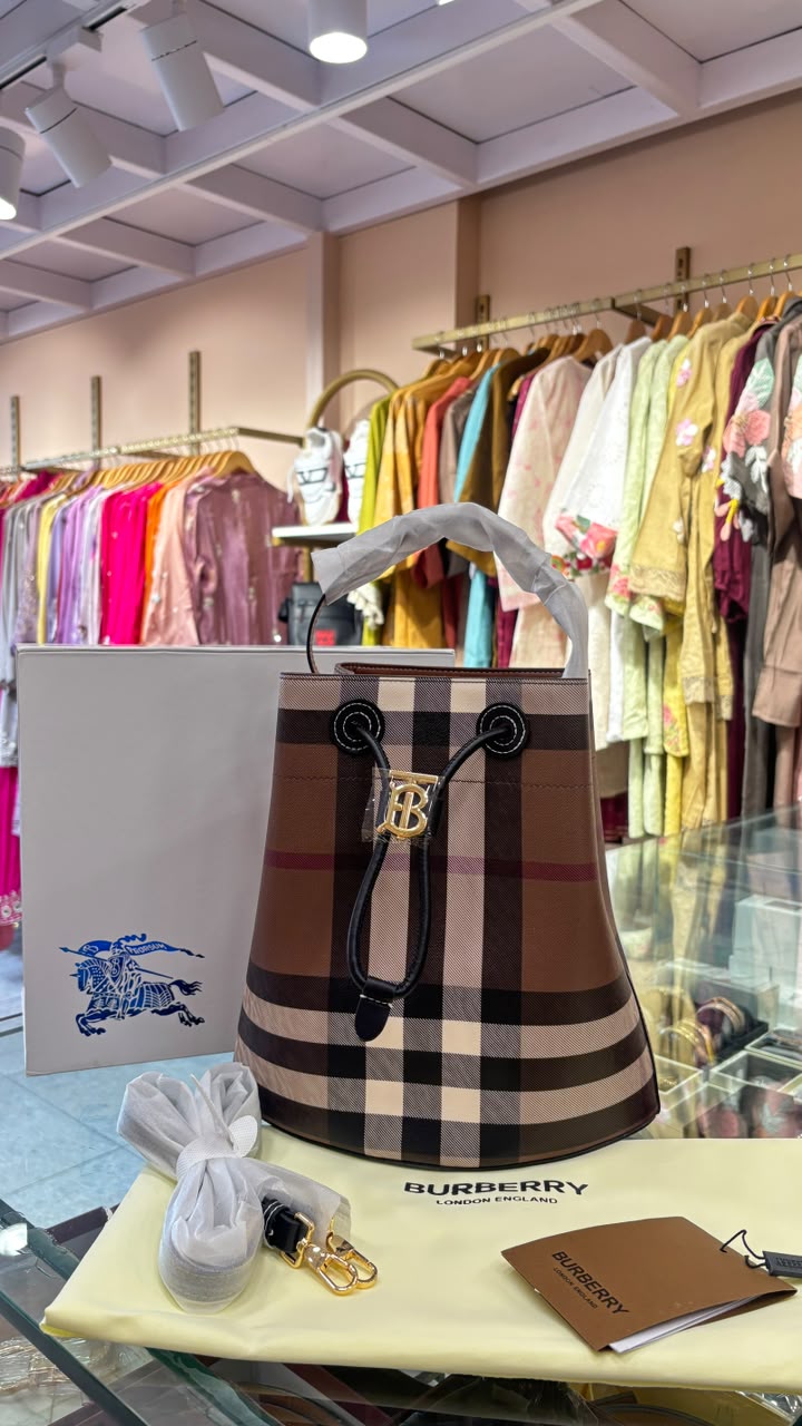 Signature Check Canvas Bucket Bag