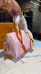 Monogram Top-Handle Pink Canvas Mini Duffle Bag
