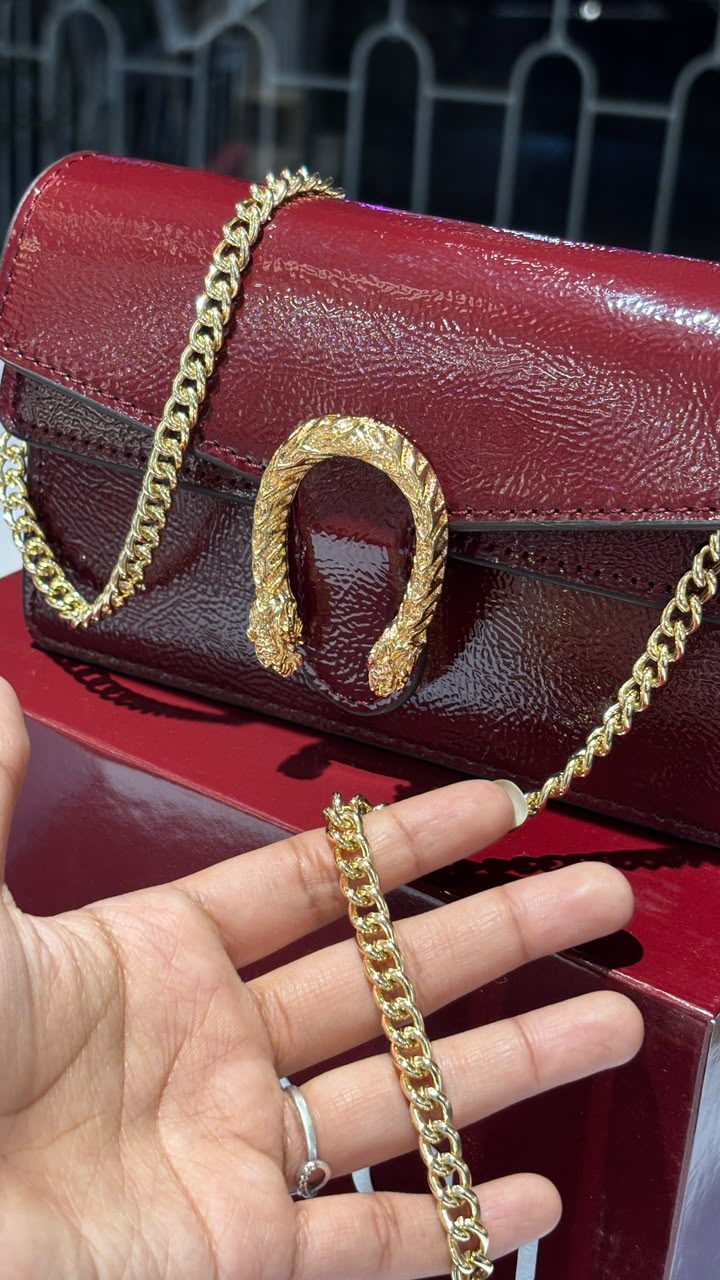 Deep Wine Glossy sling bag
