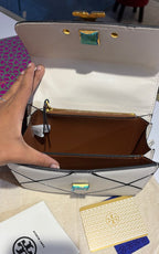 Quilted Geometric Top-Handle Bag