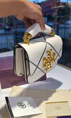 Quilted Geometric Top-Handle Bag