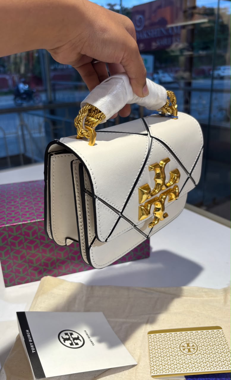 Quilted Geometric Top-Handle Bag
