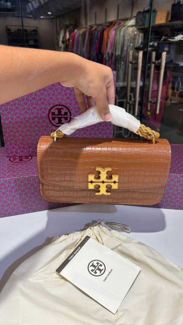 Structured Croc-Pattern Shoulder Bag