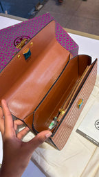 Structured Croc-Pattern Shoulder Bag
