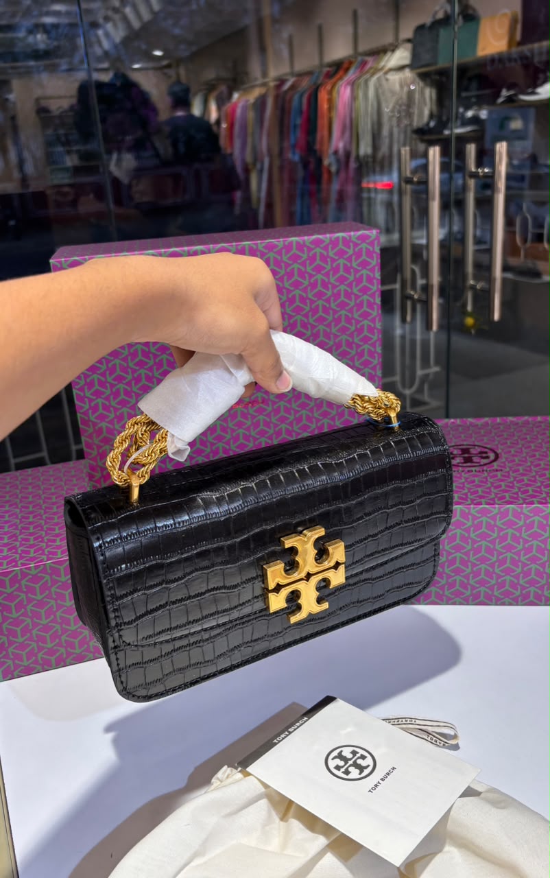 Structured Croc-Pattern Shoulder Bag