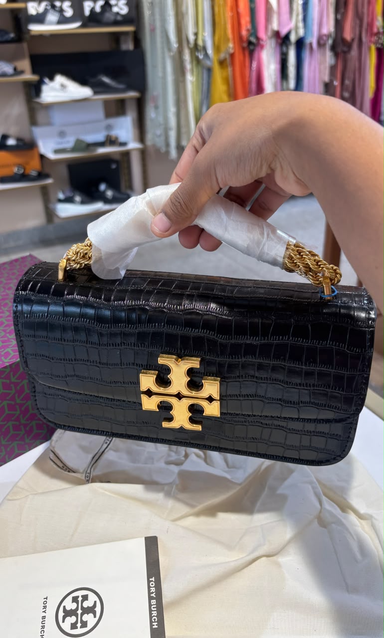 Structured Croc-Pattern Shoulder Bag