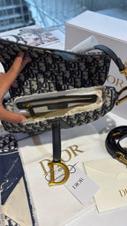 Embroidered Canvas Saddle Handbag