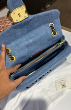 Denim shoulder and crossbody bag