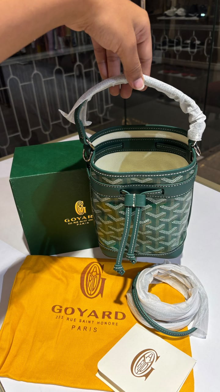 Emerald Monogram bucket bag with sling
