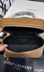 Quilted Tan Vanity Box Bag