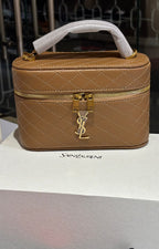 Quilted Tan Vanity Box Bag