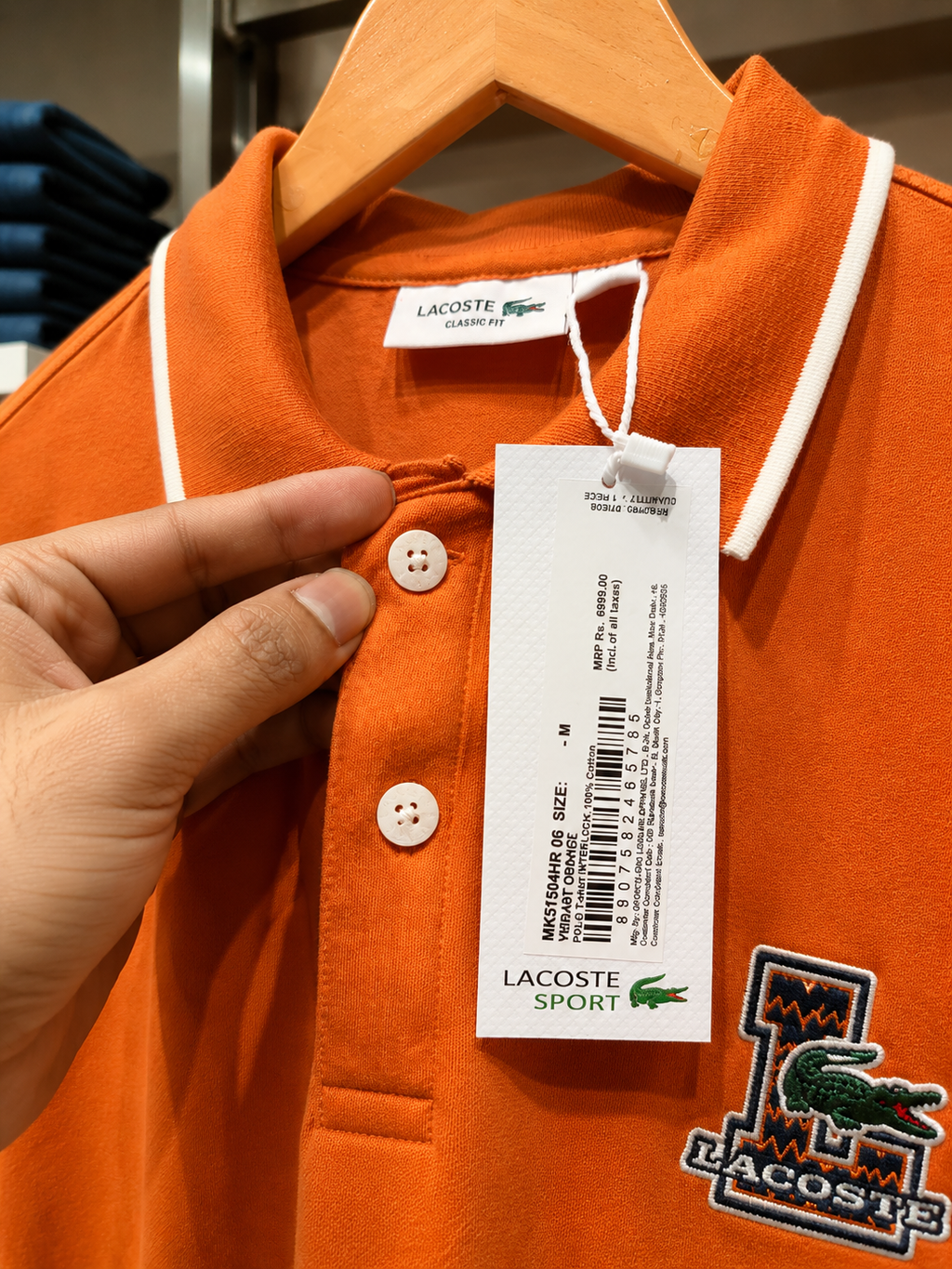 Orange Cotton Polo T-Shirt with Contrast Trim