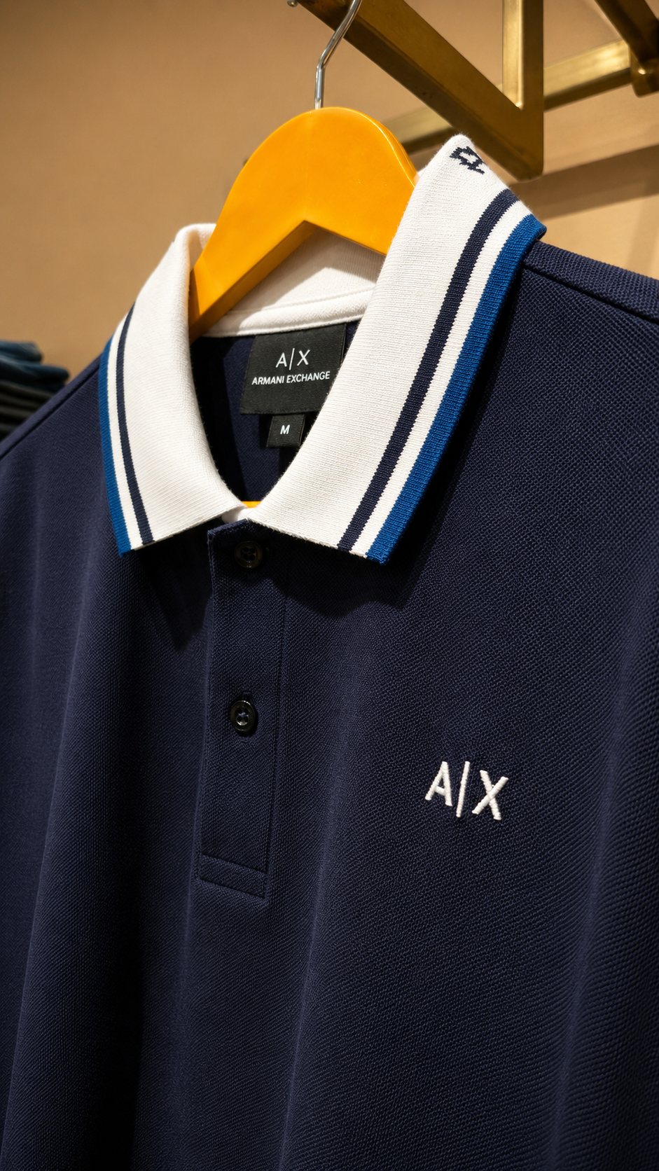 Midnight Blue Contrast-Trim Polo T-Shirt