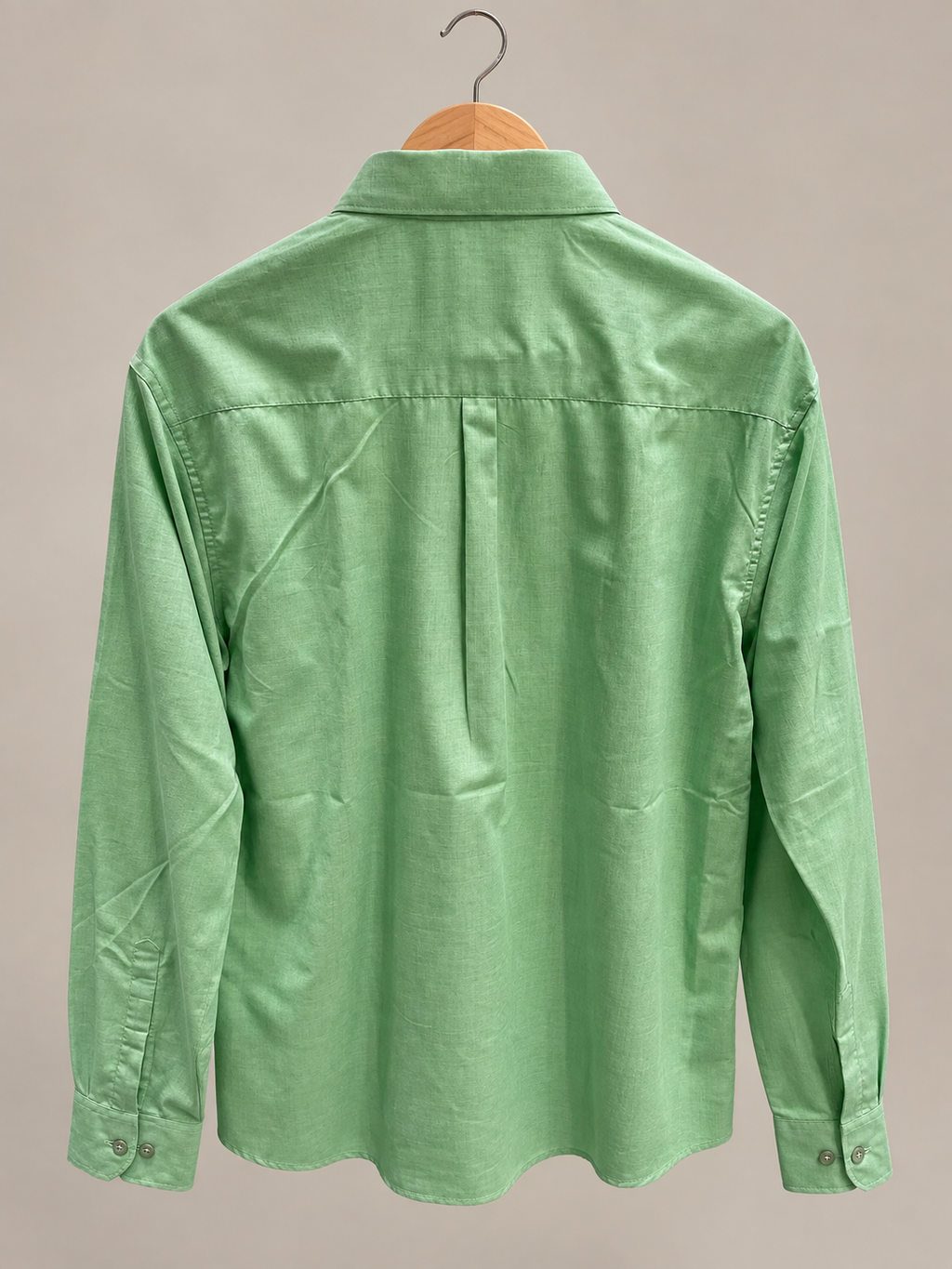 Mint Green Cotton Button-Down Shirt with Embroidered Detail