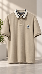 Vintage Beige Textured Piqué Polo T-Shirt