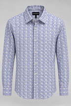 Blue & White Monogram Checkered Shirt
