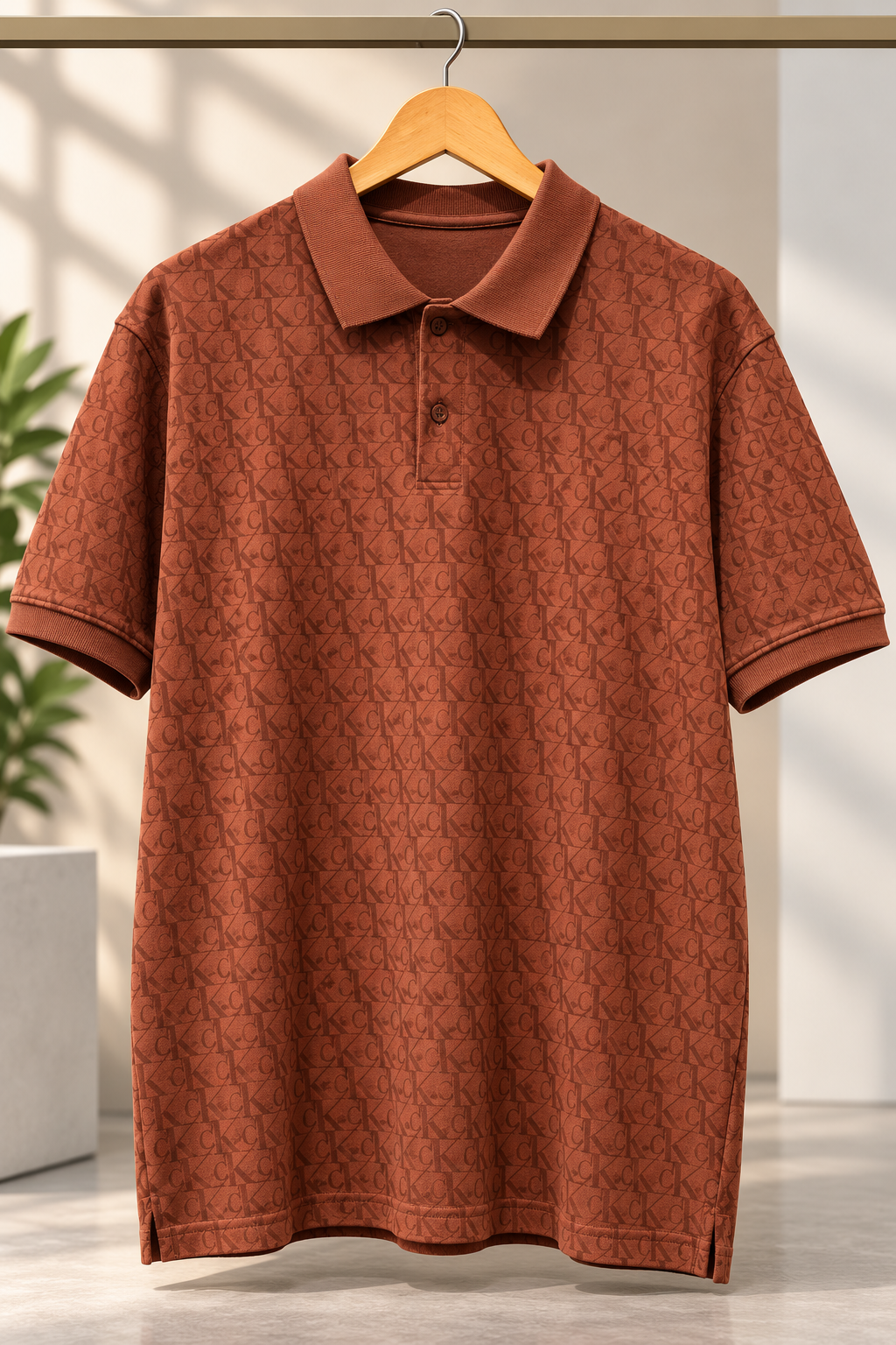 Brown Monogram Jacquard Polo T-Shirt