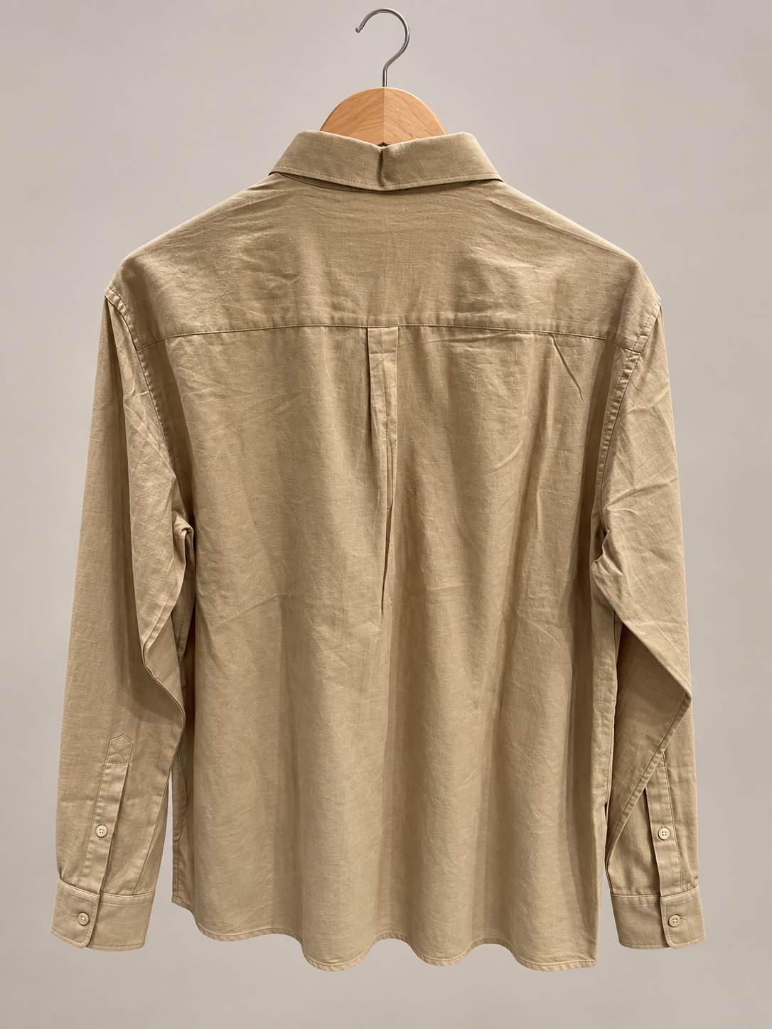 Beige Textured Button-Down Casual Shirt