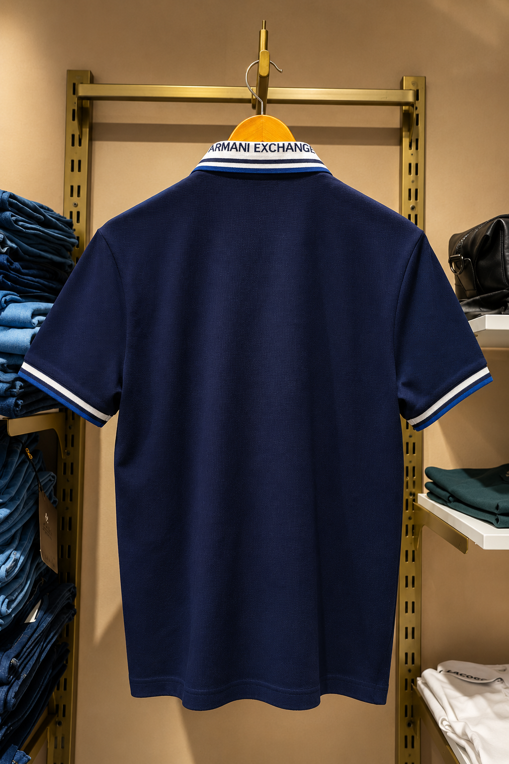 Midnight Blue Contrast-Trim Polo T-Shirt