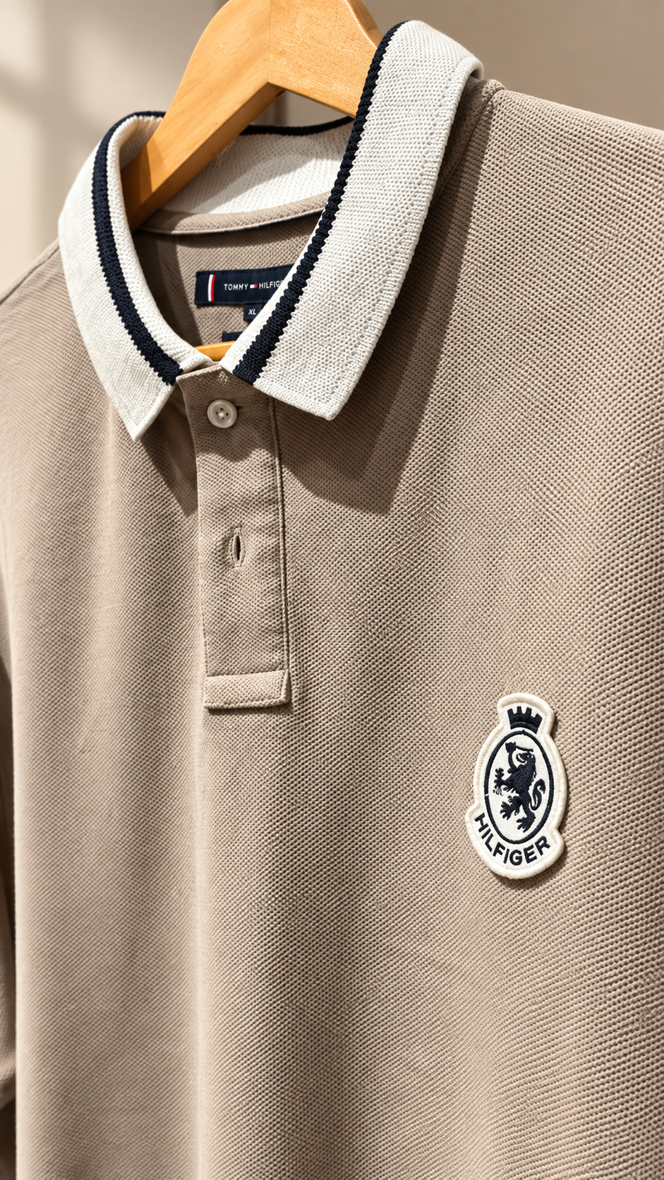 Vintage Beige Textured Piqué Polo T-Shirt