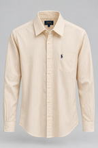 Soft Orange & White Striped Long-Sleeve Shirt