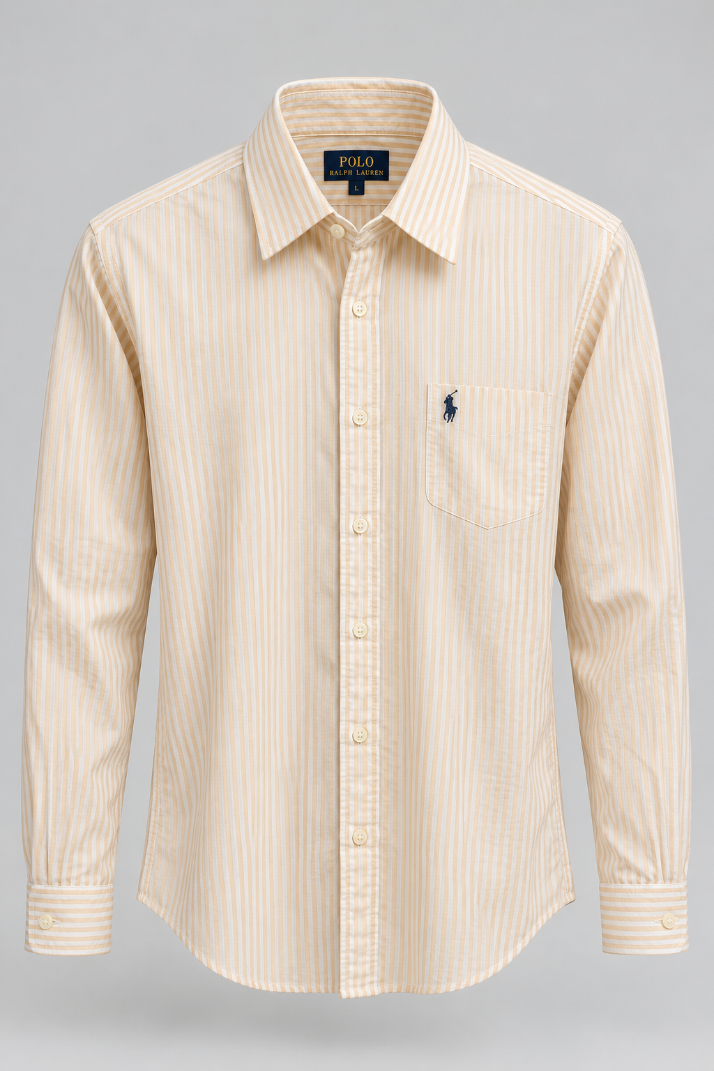 Soft Orange & White Striped Long-Sleeve Shirt