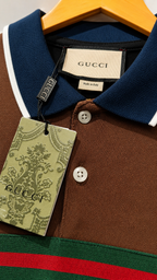 Men’s Colorblock Polo T-Shirt with Contrast Collar & Stripe Detail
