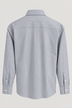 White & Navy Vertical Striped Formal Shirt
