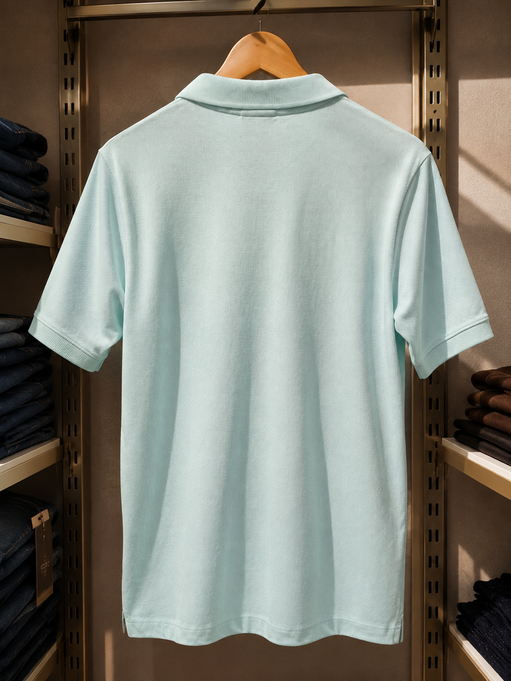 Mint Green Textured Polo T-Shirt
