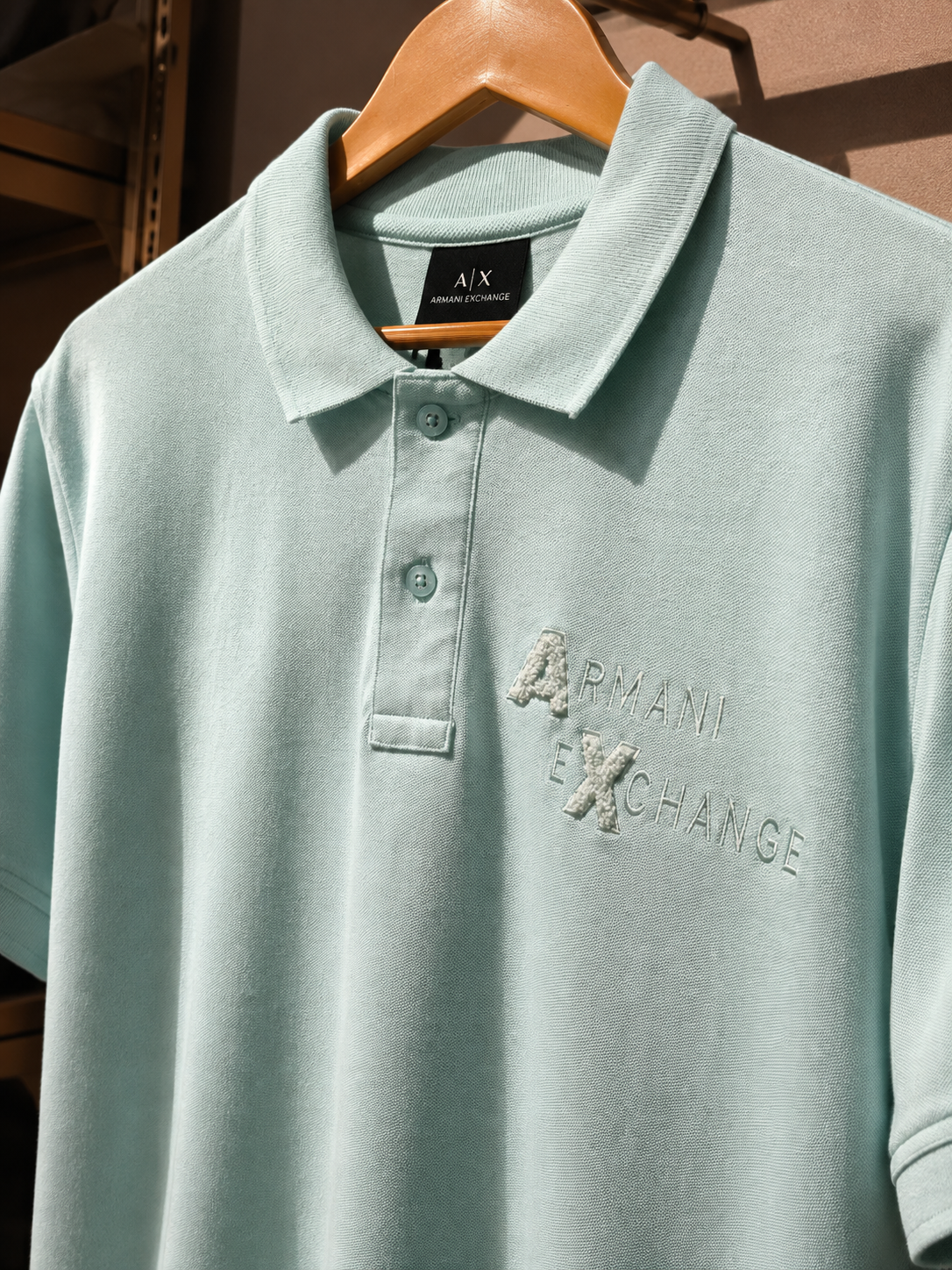 Mint Green Textured Polo T-Shirt