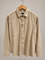 Beige Textured Button-Down Casual Shirt
