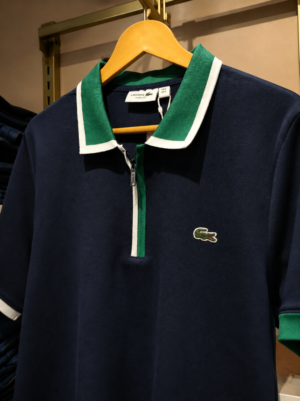 Navy Blue green & White trim polo Tshirt