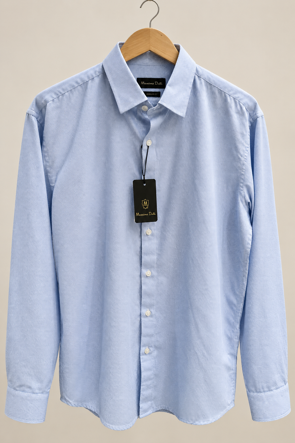 Light Blue Micro-Textured Regular Fit Shirt
